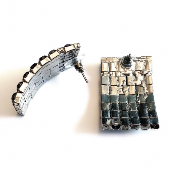 3/$30 - Black & Clear Pave Crystal Stud Earrings - Picture 6 of 7